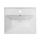 Ceramic Vanity Countertop Basin With Tap Hole White Glazed Color